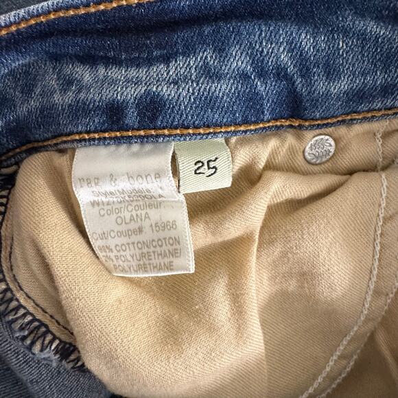 Rag & Bone Olana High Rise Skinny Ankle Jeans Size 25 Colorblock Knee Patchwork - Picture 9 of 15